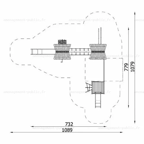 Structure pour aires de jeux extérieurs en bois de robinier